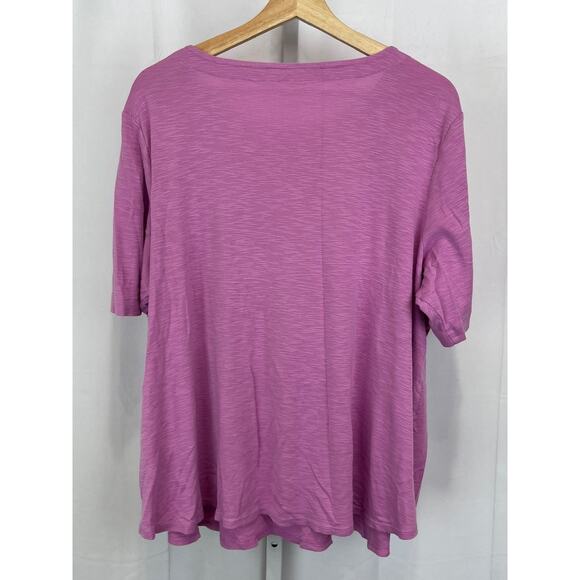 J. JILL Pima Slub Elbow Sleeve Tee Short Sleeve Shirt Purple Pink 2X Plus - Picture 3 of 8